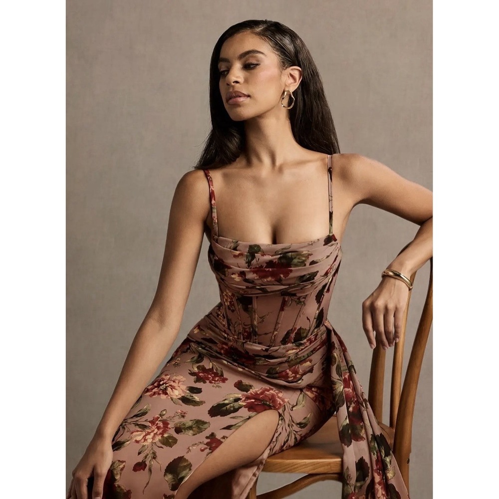 NWT Azazie Atelier Aurra Mauve Multi Maxi Dress Size US 6 Floral Cottagecore - Picture 4 of 11